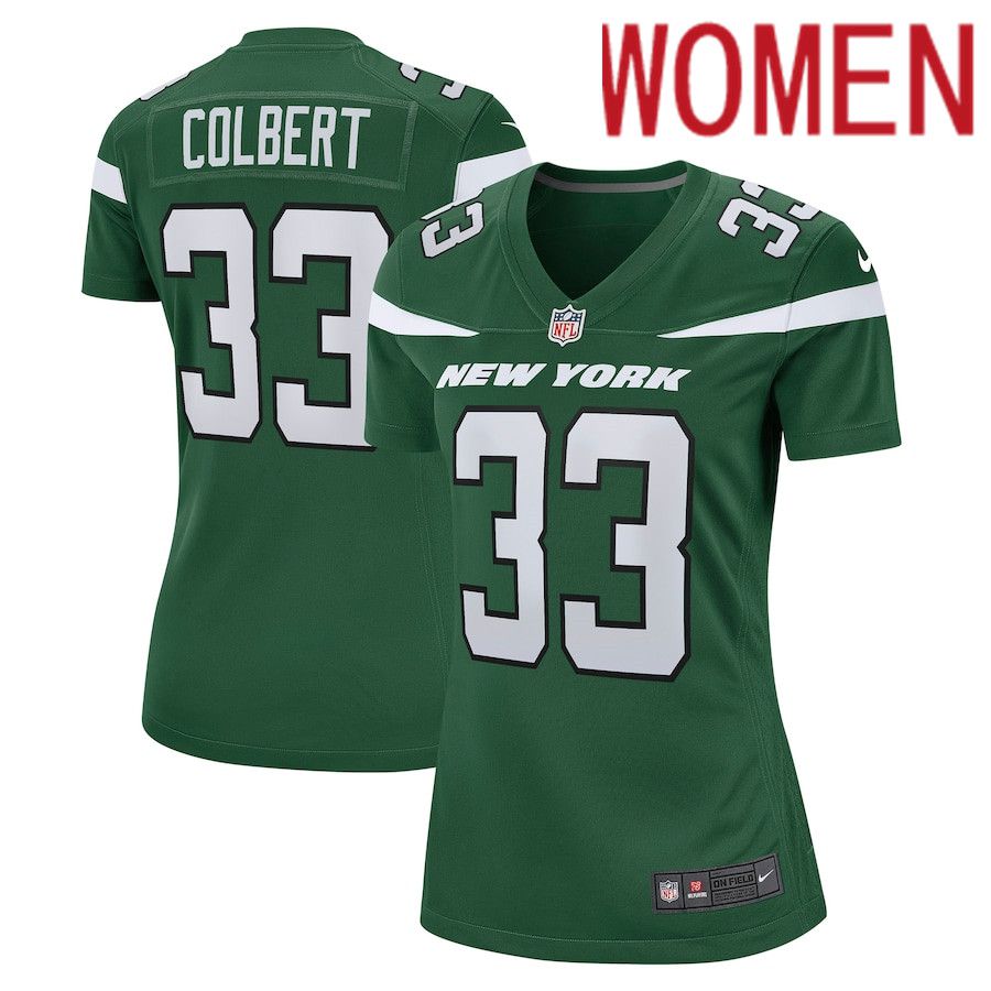 Women New York Jets #33 Adrian Colbert Nike Gotham Green Game NFL Jersey